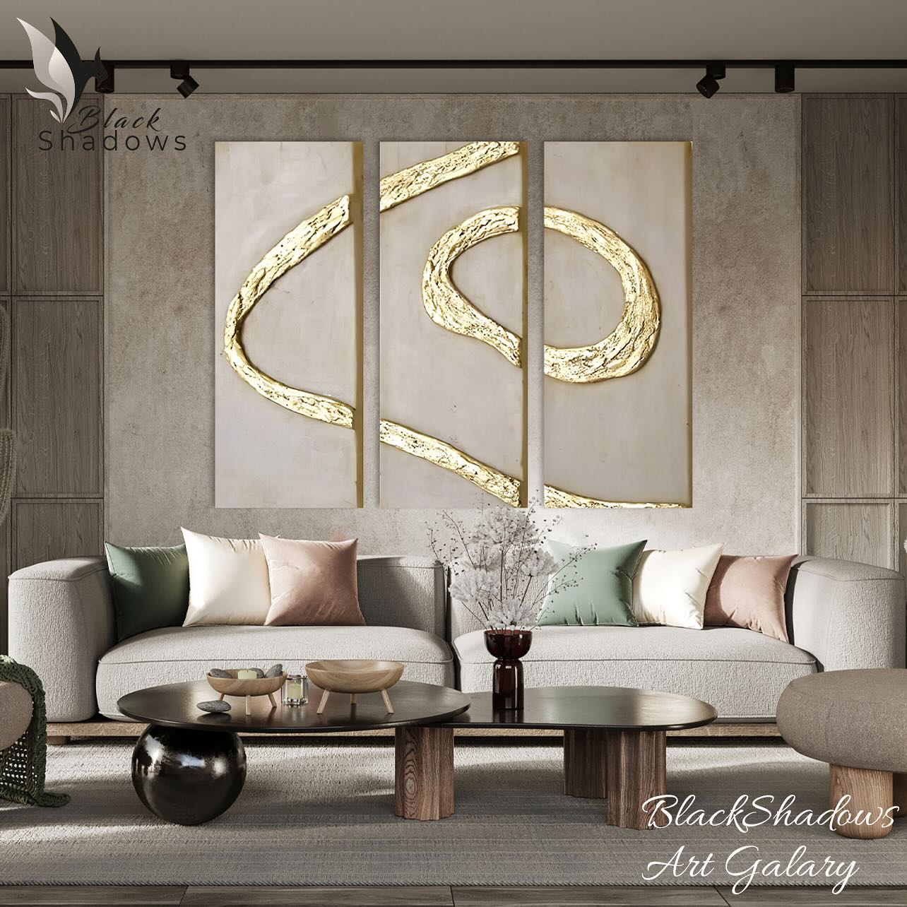 Hand crafted exclusive three-piece wall art 6421